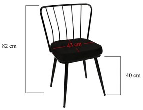 Fekete fém étkezőszék szett 2 db-os Yildiz – Kalune Design