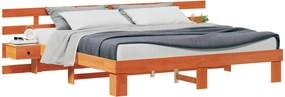 vidaXL Ágykeret fejtámlával Barna 200 x 200 cm Tömör fenyőfa