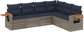 vidaXL 6 részes szürke polyrattan kerti ülőgarnitúra párnával