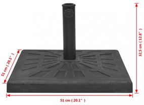 négyszög alakú, fekete gyanta napernyő talp 19 kg