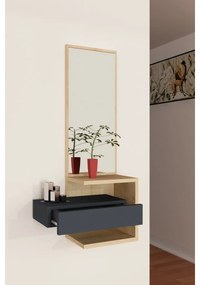 Fali polc tükörrel Stella Oak és Anthracite