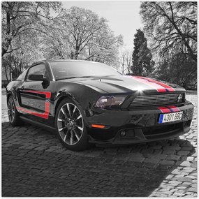 Poszter 70x70 Fekete Ford Mustang Usa
