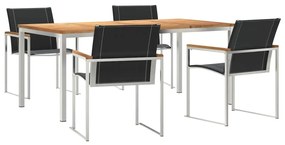 vidaXL Kert étkező szett 5 pcs Barna Tömör Akácfa