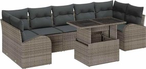 vidaXL Kerti Kanapé Szett párnával 8 pcs Szürke Poli rattan