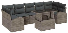 vidaXL Kerti Kanapé Szett párnával 8 pcs Szürke Poli rattan