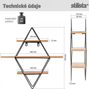 STILISTA Fali polc 48 x 47 x 11 cm sötét fa