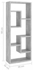 betonszürke szerelt fa fali polc 36 x 16 x 90 cm