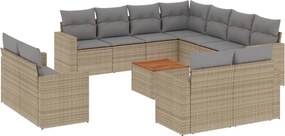vidaXL 12 részes bézs polyrattan kerti ülőgarnitúra párnákkal