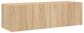 sonoma tölgy színű fali TV-szekrény LED-ekkel 100 x 35 x 31 cm