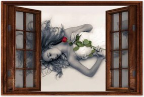 Poszter 60x40 Csaj rózsával Szerelem