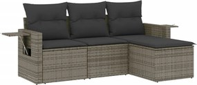 vidaXL 4 részes szürke polyrattan kerti ülőgarnitúra párnákkal