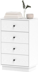 HOMCOM 4-Fiókos Modern Fiókos Szekrény Keskeny Fiókos szekrény nappaliba vagy előszobába 47x29x75 cm Fehér | Aosom