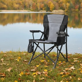 Leziter Premium fűthető karfás horgász szék pohártartóval szürke