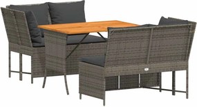 vidaXL 3 részes szürke polyrattan kerti ülőgarnitúra párnákkal