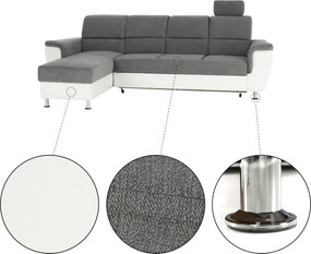 Kissarok, textilbőr fehér/szövet szürke, balos, SANTIAGO