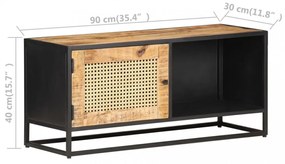 nyers mangófa és természetes nád TV-szekrény 90 x 30 x 40 cm