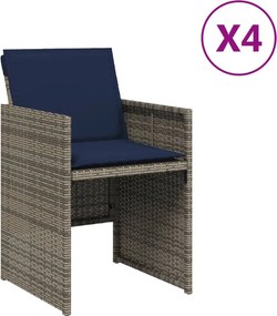 vidaXL 4 db szürke polyrattan kerti szék párnával