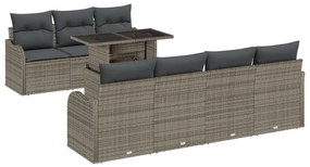 8 db-os Kerti Kanapé Szett Párnákkal Szürke Poli Rattan, 2-Személyes Kerti Kanapé Párnákkal Szürke Poli Rattan