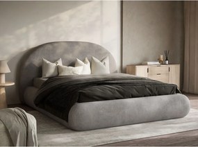 Szürkésbézs kárpitozott ágyneműtartós franciaágy ágyráccsal 180x200 cm Maumere – Maison de Rêve