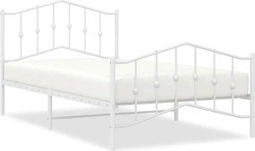 vidaXL fehér fém ágykeret fej- és lábtámlával 100 x 200 cm
