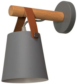 Designer fali lámpa fából és fémből szürke