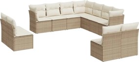 vidaXL 11 részes bézs polyrattan kerti ülőgarnitúra párnákkal
