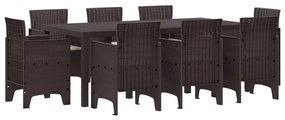 9 darabos kerti étkezőszett párnákkal Barna poly rattan