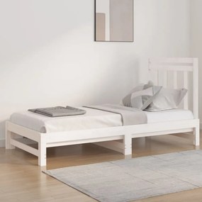 Fehér tömör fenyőfa kihúzható kanapéágy 2x(90x190) cm