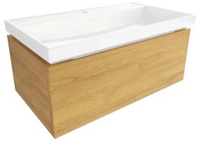 SAT Feel Fürdőszobaszekrény mosdóval 80x30x46 cm matt méztölgy SATFEEL80DMU4