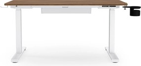 Elektromos, állítható magasságú, ergonomikus, fehér/dió íróasztal,1200x600 mm: ARIA