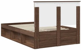 vidaXL Ágykeret fejtámlával Barna Tölgy 120 x 200 cm Tömör fenyőfa