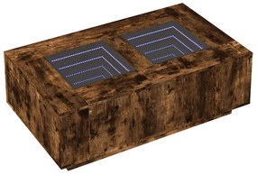 Tölgy színű végtelen hatású LED-es dohányzóasztal 116x69x40 cm