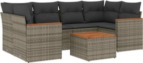vidaXL 7 részes szürke polyrattan kerti ülőgarnitúra párnákkal