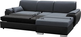 Ülőgarnitúra, fekete/sötét szürke, jobbos, EMILY ROH MALÝ