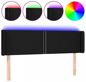 fekete szövet LED-es fejtámla 147 x 16 x 78/88 cm