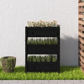 fekete tömör fenyő növénytartó 77x25x104,5 cm