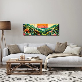 Kép - Színes naplemente (órával) (90x30 cm)