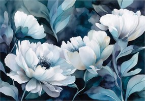 Fotótapéta Virágok Kék Fehér Hálószoba Nappali Tapéta Flizelina 400x280