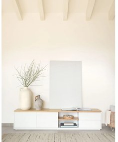 Fehér TV-állvány 200x44 cm Abilen – Kave Home