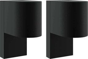 vidaXL Kültéri Fali Lámpa 2 pcs Fekete 12 x 7 x 15 cm