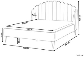 Franciaágy 180 cm Alise (bézs bársony) (ágyráccsal). 1077502