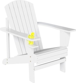 Outsunny Fehér Fenyő Adirondack Kerti Szék, Pohártartóval, Vízálló és Penészgátló, 97x72.5x93cm | Aosom