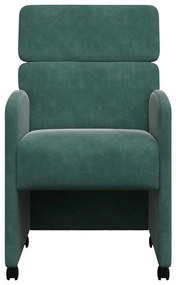 Kerekes Étkező Székek 2 pcs Sötétzöld 58 x 65 x 98 cm Bársony