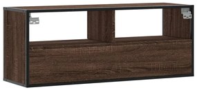 barna tölgy színű szerelt fa és fém TV-szekrény 100x31x39,5 cm