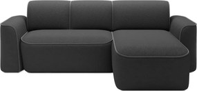 Sötétszürke buklé sarokkanapé (jobb oldali-heverő résszel) Ume – ELTAP