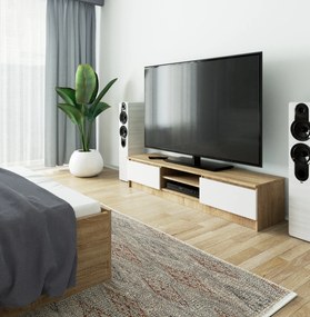 TV asztal Katalina (szonoma tölgy + fehér). Akció -15%. 1069117