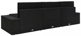 3 személyes fekete elemes polyrattan kanapé