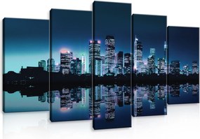 Vászon Falikép Város Éjszaka Nagy 5 Részes Hálószoba Nappali 100x60