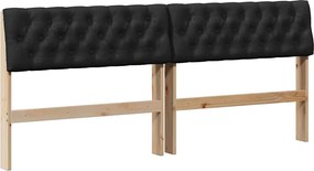 vidaXL Kárpitozott fejtámla Fekete 180 cm Tömör fenyőfa