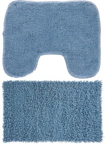2 részes Fürdőszoba szőnyeg, 80% pamut, 70 x 50 cm, Olaj kék